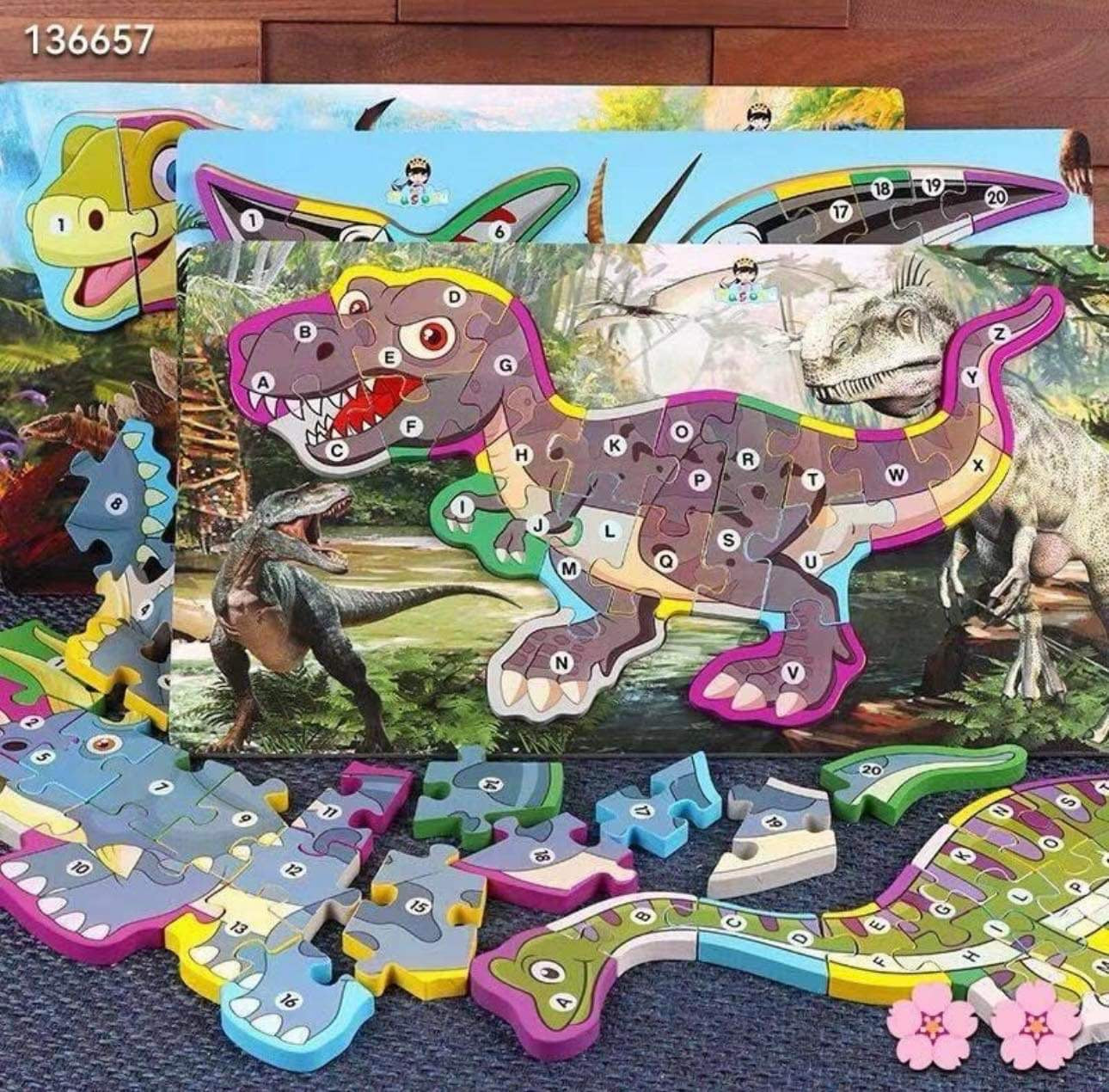 2 Wooden Puzzels Dinosaur Packs
